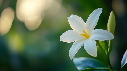 Focused white vanilla flower