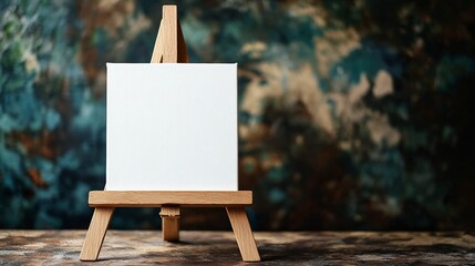 Wood art easel stand with blank canvas