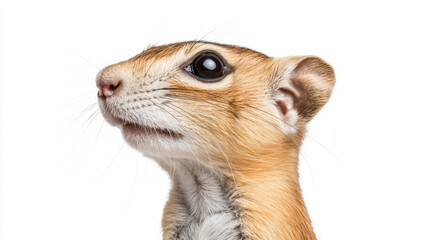 Obraz premium A small rodent gazes upward, displaying curiosity and alertness in its posture, capturing a moment of wonder in nature.