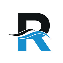 Initial water Logo combine with letter R vector template