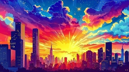 Vibrant abstract urban city landscape template