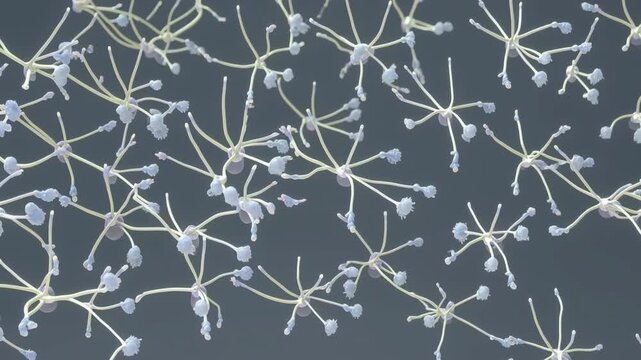 A mesmerizing microscopic view of organic neural connections or abstract biological structures. Delicate, glowing filaments intertwine, forming a complex network, evoking futuristic, scientific