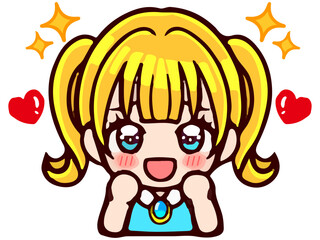 感激するかわいいツインテール女子のイラスト素材