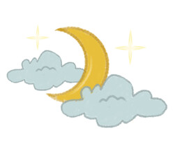 illustration of moon stars and clouds 