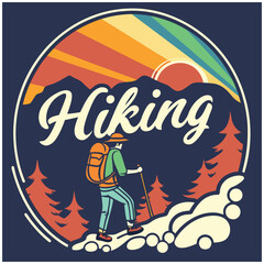 Obraz premium Hiking Adventure T-Shirt - Vintage Outdoor Graphic Tee