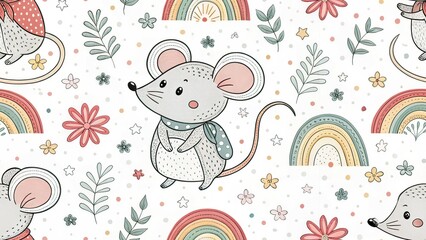 Charming Mouse Illustration Thin Line Art, Cute Mouse, Minimalist Mouse Design