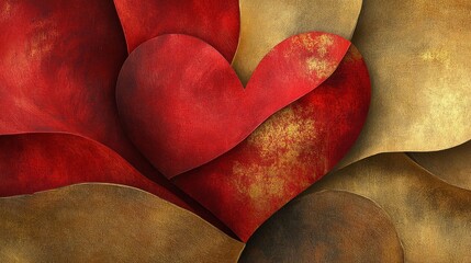 Red and Gold Heart Abstract Texture Background