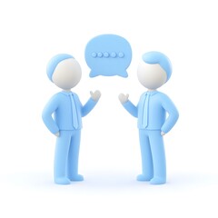 Two Businessmen Standing and Discussing in Front of a Speech Bubble