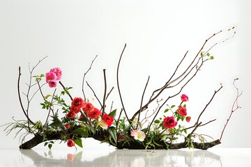 Ikebana isolated on white background