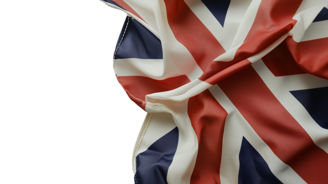 Union Jack Flag in Detailed Wrinkles with Transparent Background and Dynamic Folds