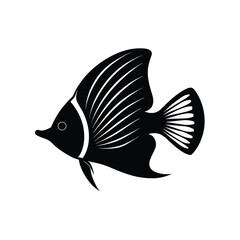 Butterflyfish Silhouette Vector Art Illustration and Butterflyfish Black Color Design