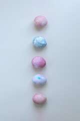 Easter eggs are painted with pastel colors