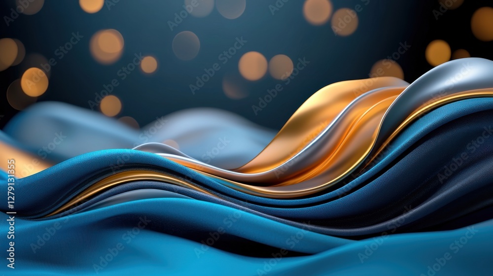 Poster high-definition 3d wave simulation with geometric patterns