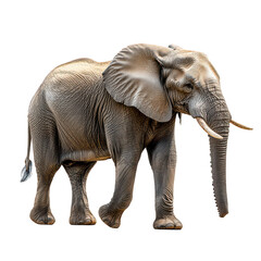 Obraz premium African Elephant Walking Profile isolated on transparent background
