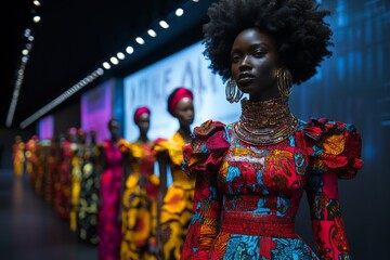 Stylish African woman walking confidently in a vibrant red outfit