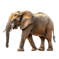 Fototapeta premium African Elephant Walking Profile isolated on transparent background
