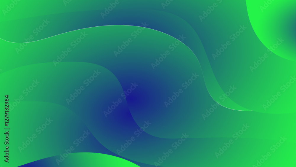 Aufkleber Green Blue Abstract Background Soft Waves. Gradient Fluid Wave Banner Template Design.  Gradient Green Blue liquid Wave Background. Tech glow from curved lines Design