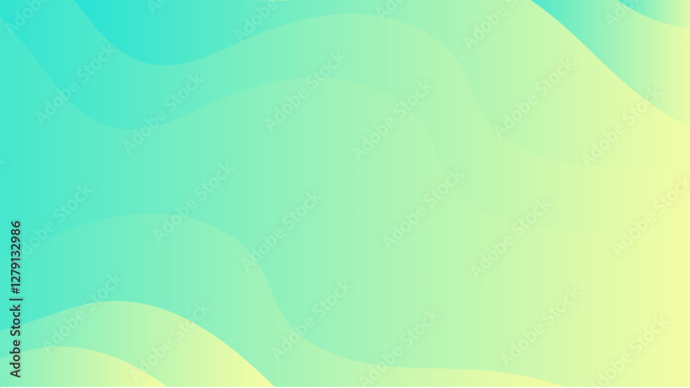 Poster Green Blue Abstract Background Soft Waves. Gradient Fluid Wave Banner Template Design.  Gradient Green Blue liquid Wave Background. Tech glow from curved lines Design