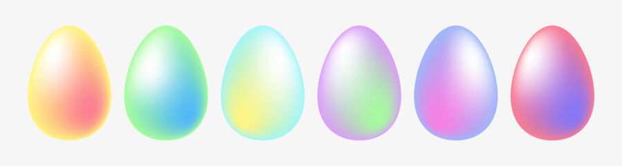 Colorful Easter eggs in mesh gradient. Vector illustration. EPS 10.