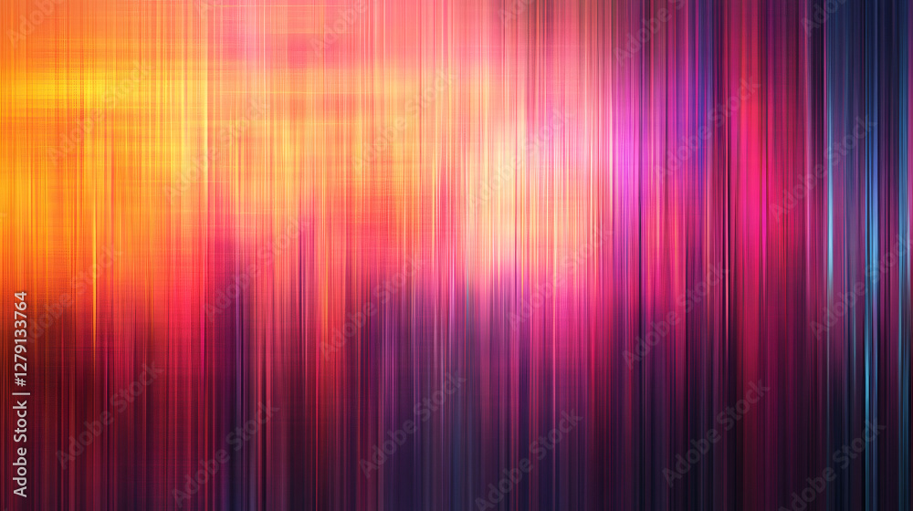 Poster Colorful vertical lines create a vibrant gradient in this abstract background, blending hues of orange, pink, and purple