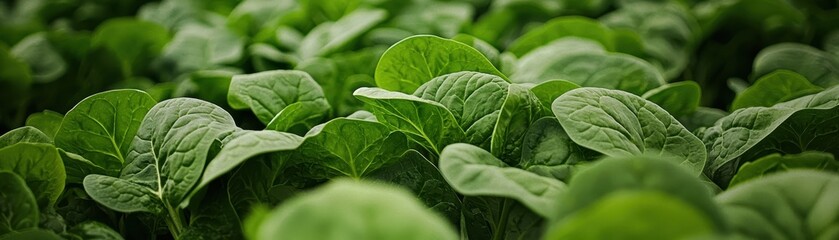 Obraz premium Lush Green Spinach Leaves Growing in a Vibrant Organic Vegetable Garden Under Natural Light