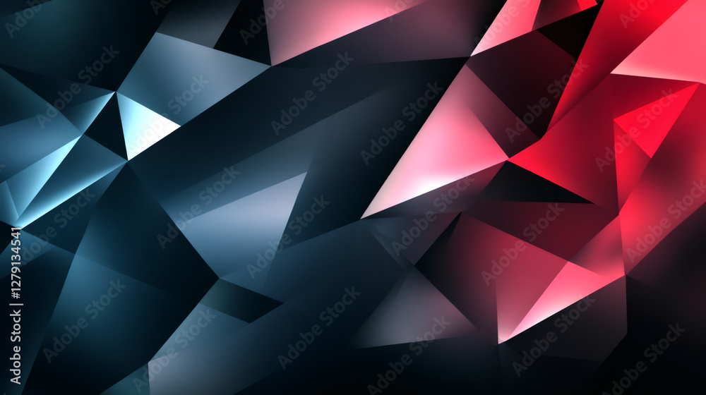 Aufkleber Geometric pattern with interlocking red and blue triangles forming dynamic digital abstract background composition