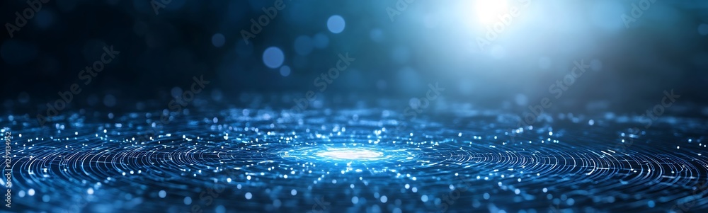Aufkleber Futuristic multi-layered holographic blueprint in blue tones for creative and technological applications.