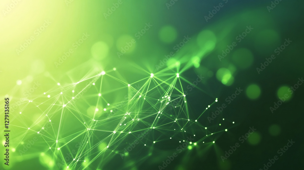 Aufkleber Abstract green plexus connecting points generating abstract network representing internet connections in cyberspace