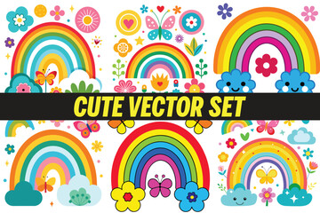 Colorful rainbow and floral vector design with a happy, uplifting vibe