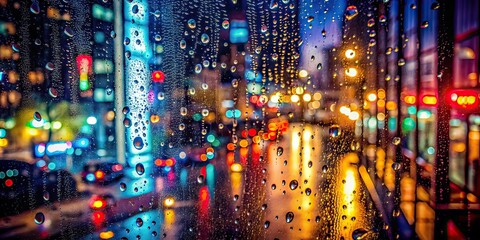 Fototapeta premium Colorful City Night Rain - Urban Nocturne