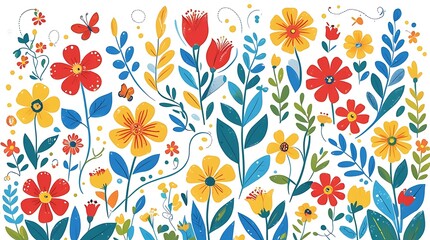 Hand drawn flowers illustration. Trendy floral seamless pattern flower background illustration. Spring and summer floral background