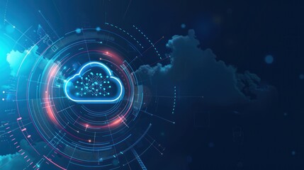 Obraz premium Cloud computing technology concept, digital graphic design, abstract background, global network