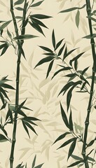 Fototapeta premium Beautiful illustration displays an arrangement of bamboo stems and leaves