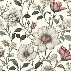 A beautiful fantasy vintage flower wallpaper with white color variation 