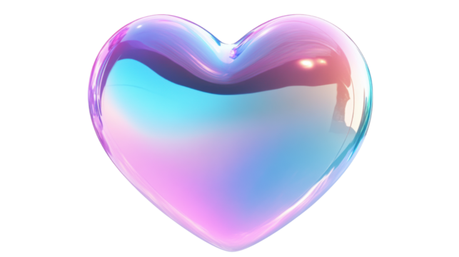 3D heart featuring pastel gradient colors isolated on white background 