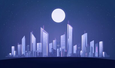 Futuristic cartoon city skyline featuring neon-lit skyscrapers, perfect for vibrant urban visuals.