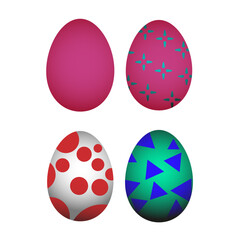 Set of four Easter eggs. Easter set of pink, white and green