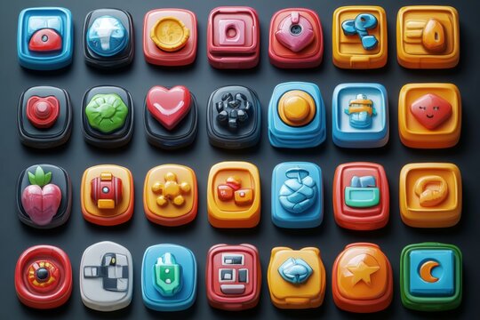 Collection of colorful app icons on a digital screen
