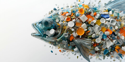 Microplastics nanoplastics pollution. Ocean impact. Environment health. Microplastic exposure effects on wildlife and bioaccumulation in nature.