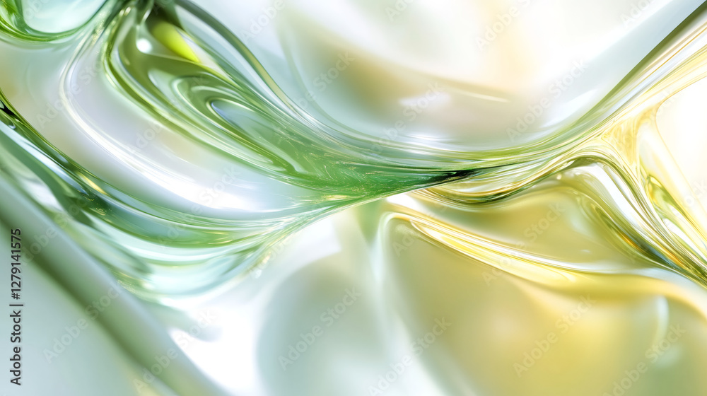 Poster Abstract background with green and yellow liquid flowing and merging, creating a beautiful visual effect