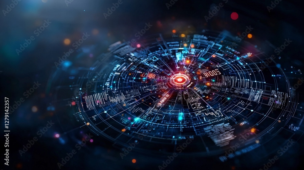Leinwandbilder Dynamic holographic display of digital innovation in a futuristic tech lab environment