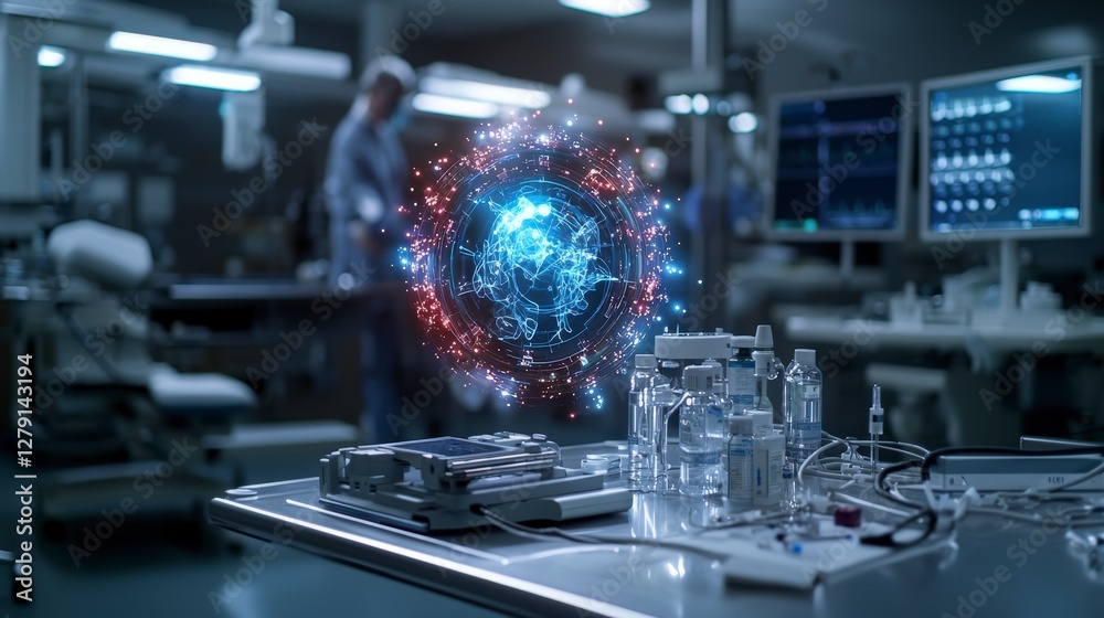 Aufkleber Holographic access point for secure medical facility digital display in high-tech environment