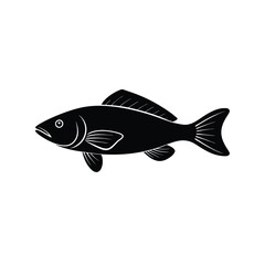 Cleaner Wrasse Silhouette Vector Art Illustration | Black Color Cleaner Wrasse Fish Design