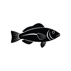 Cleaner Wrasse Silhouette Vector Art Illustration | Black Color Cleaner Wrasse Fish Design