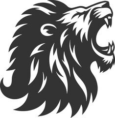 A lion roaring loudly with its mouth wide open silhouette vector