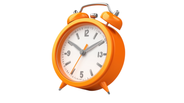 3D orange stopwatch icon with detailed button isolated on white background 