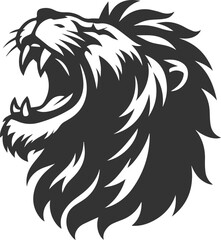 A lion roaring loudly with its mouth wide open silhouette vector