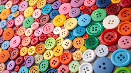 Obraz premium Vibrant Collection of Colorful Buttons with Varied Sizes and Patterns