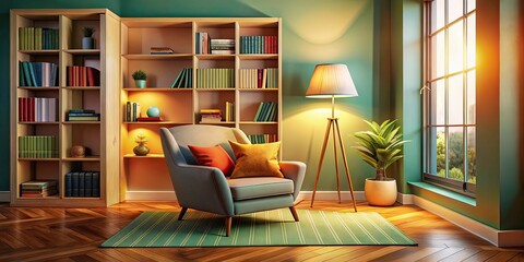 Cozy Reading Nook Panoramic Interior Design