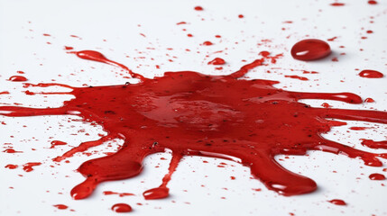 vivid red stain splattered on white surface, creating artistic effect